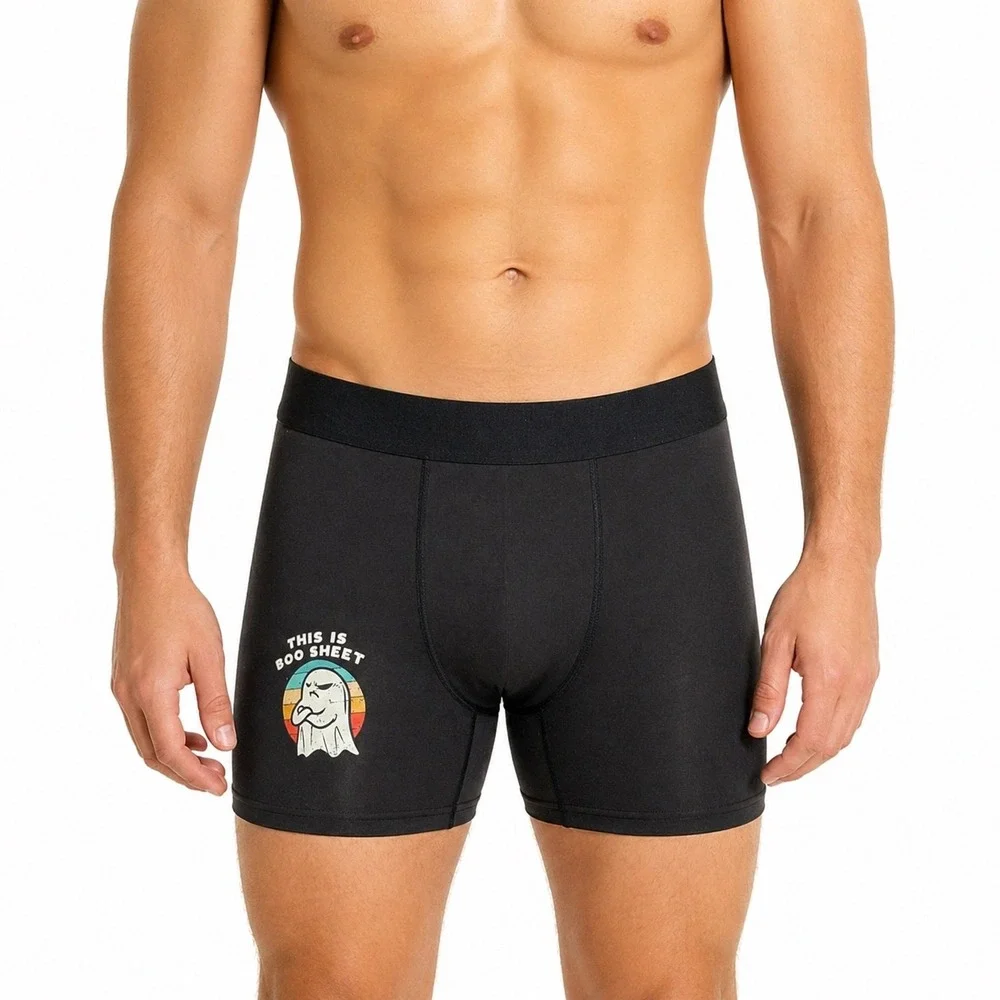 Ironyte Medium (32-34) Black This Is Boo Sheet Ghost Graphic Boxer Briefs New